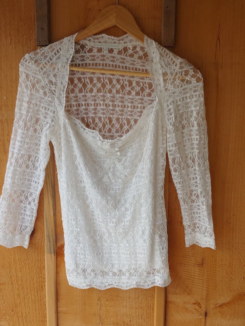 White Lace Long Sleeve Scoop-Neck Top